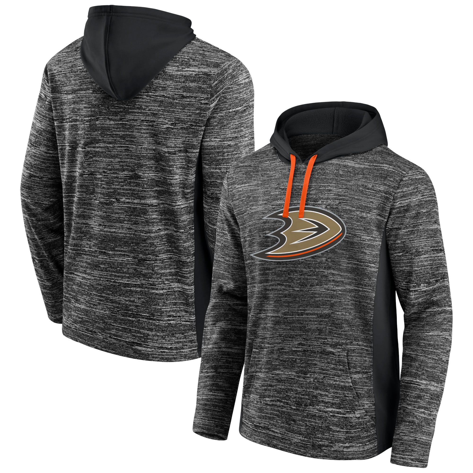 Men's Fanatics Charcoal/Black Anaheim Ducks Instant Replay Space-Dye Pullover Hoodie