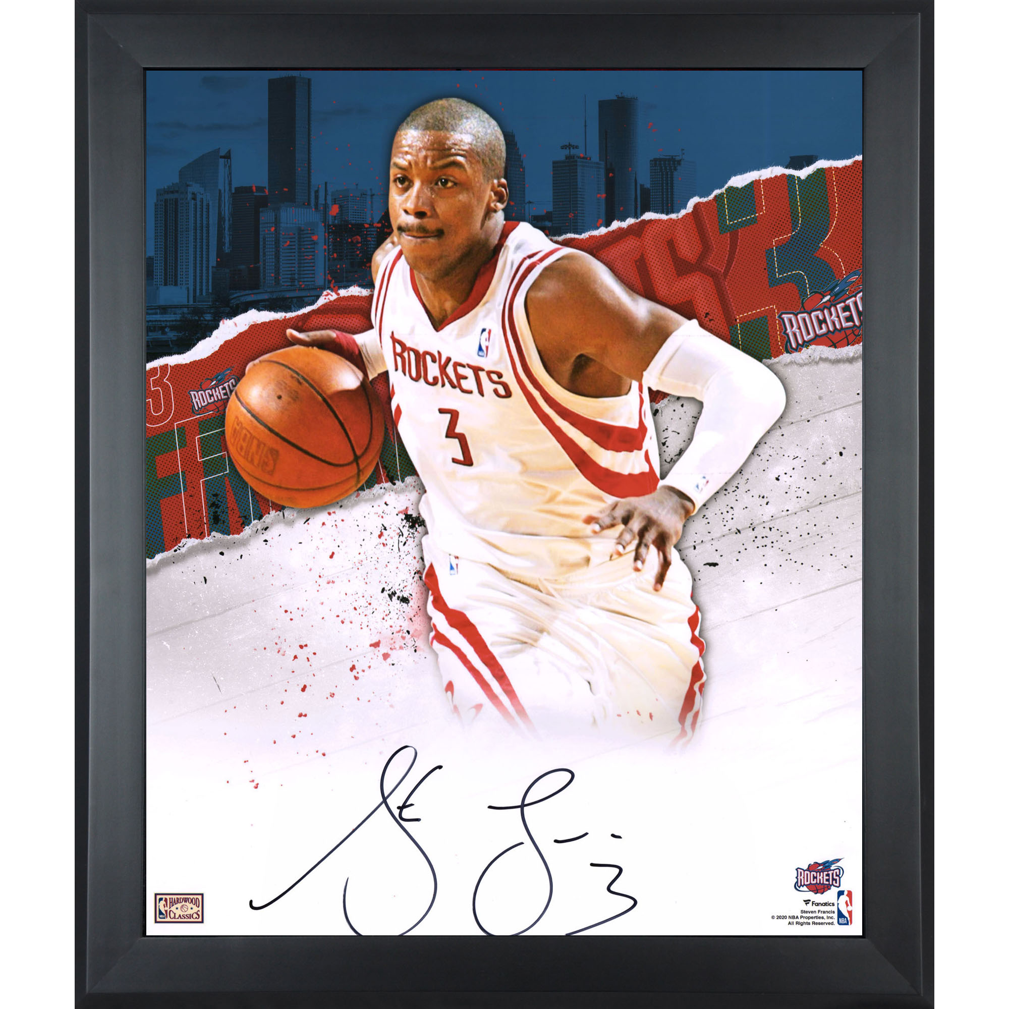 Steve Francis Houston Rockets Framed Autographed 20" x 24" In Focus Photograph