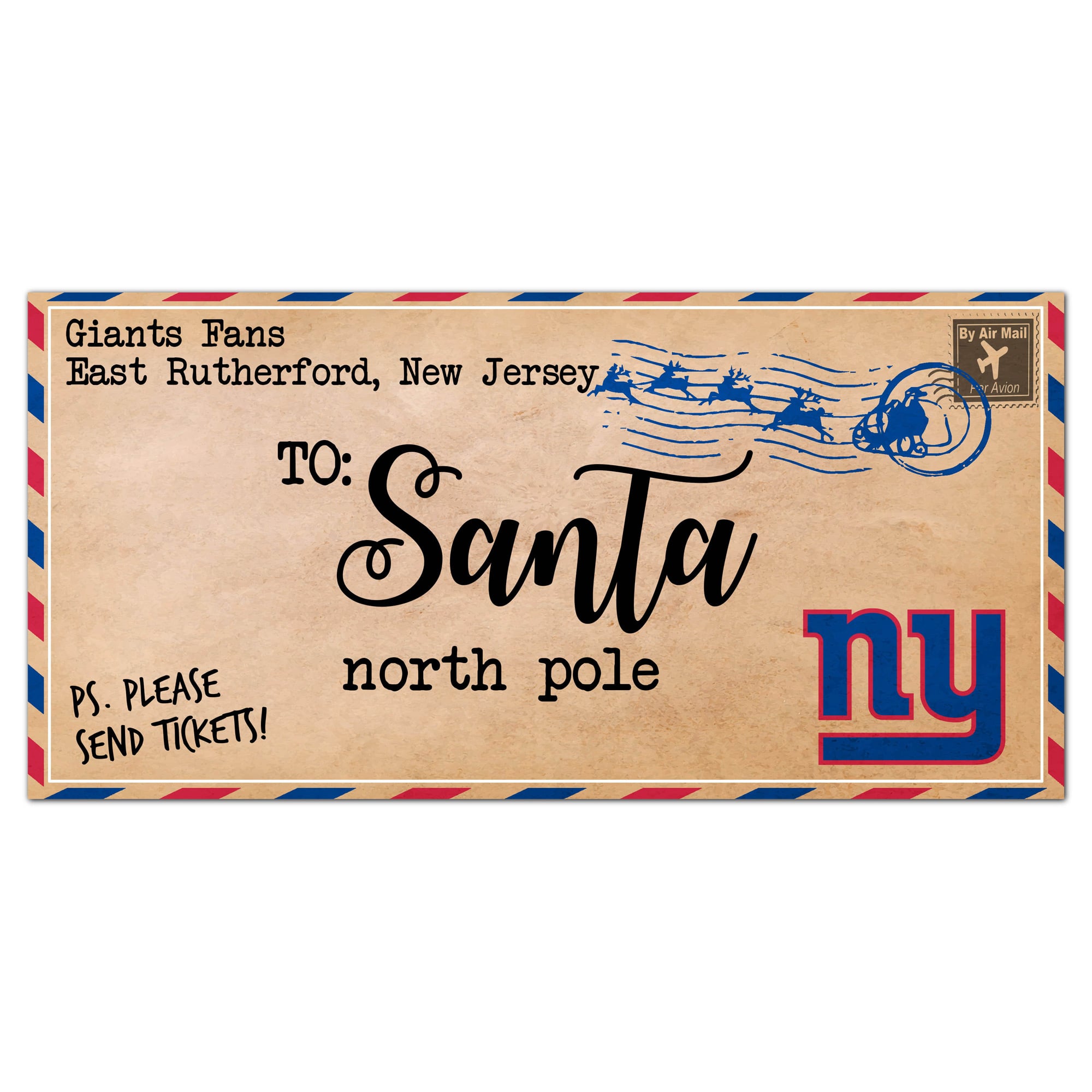 New York Giants 6'' x 12'' Letter to Santa Sign