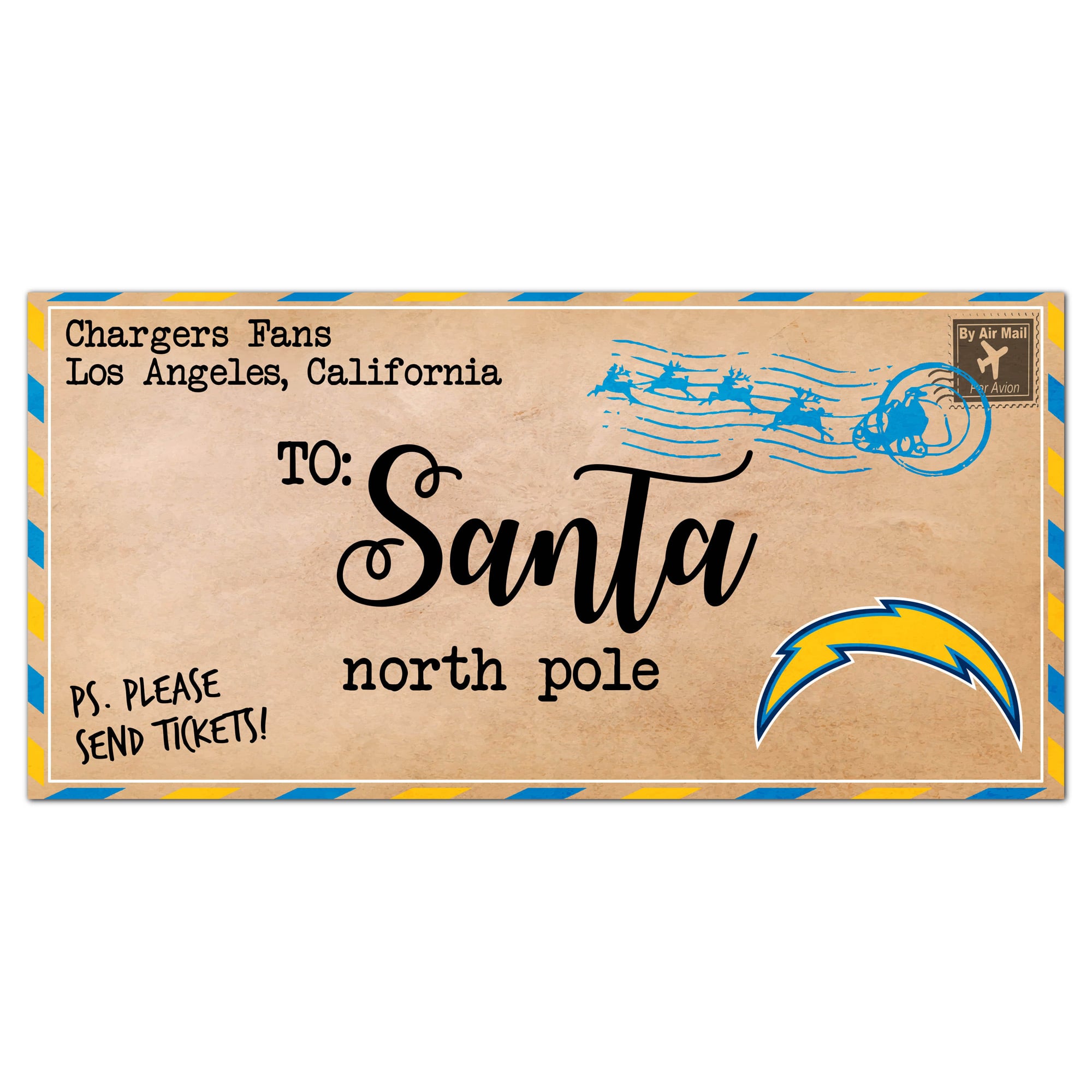 Los Angeles Chargers 6” x 12” Letter to Santa Sign