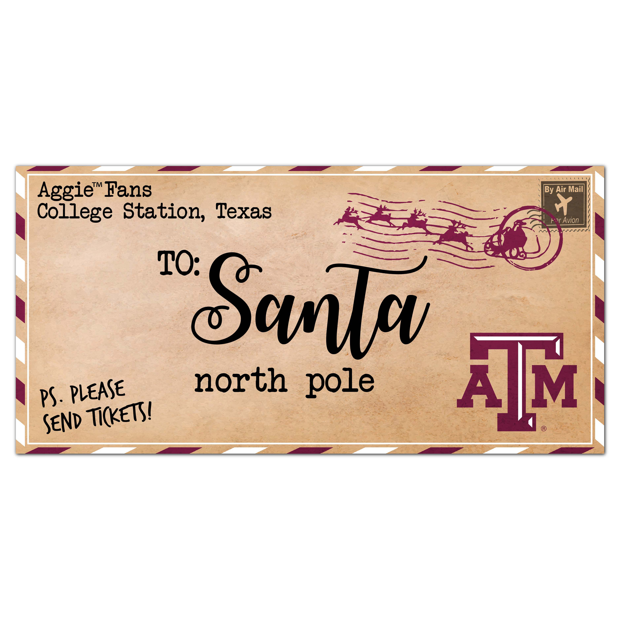 Texas A&M Aggies 6'' x 12'' Letter to Santa Sign