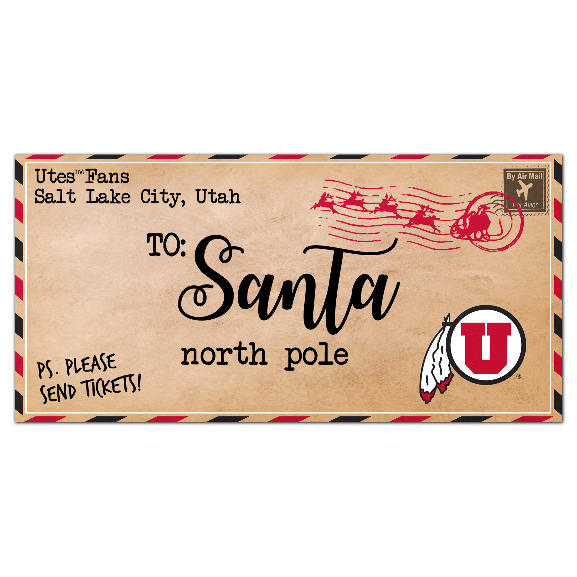 Utah Utes 6'' x 12'' Letter to Santa Sign