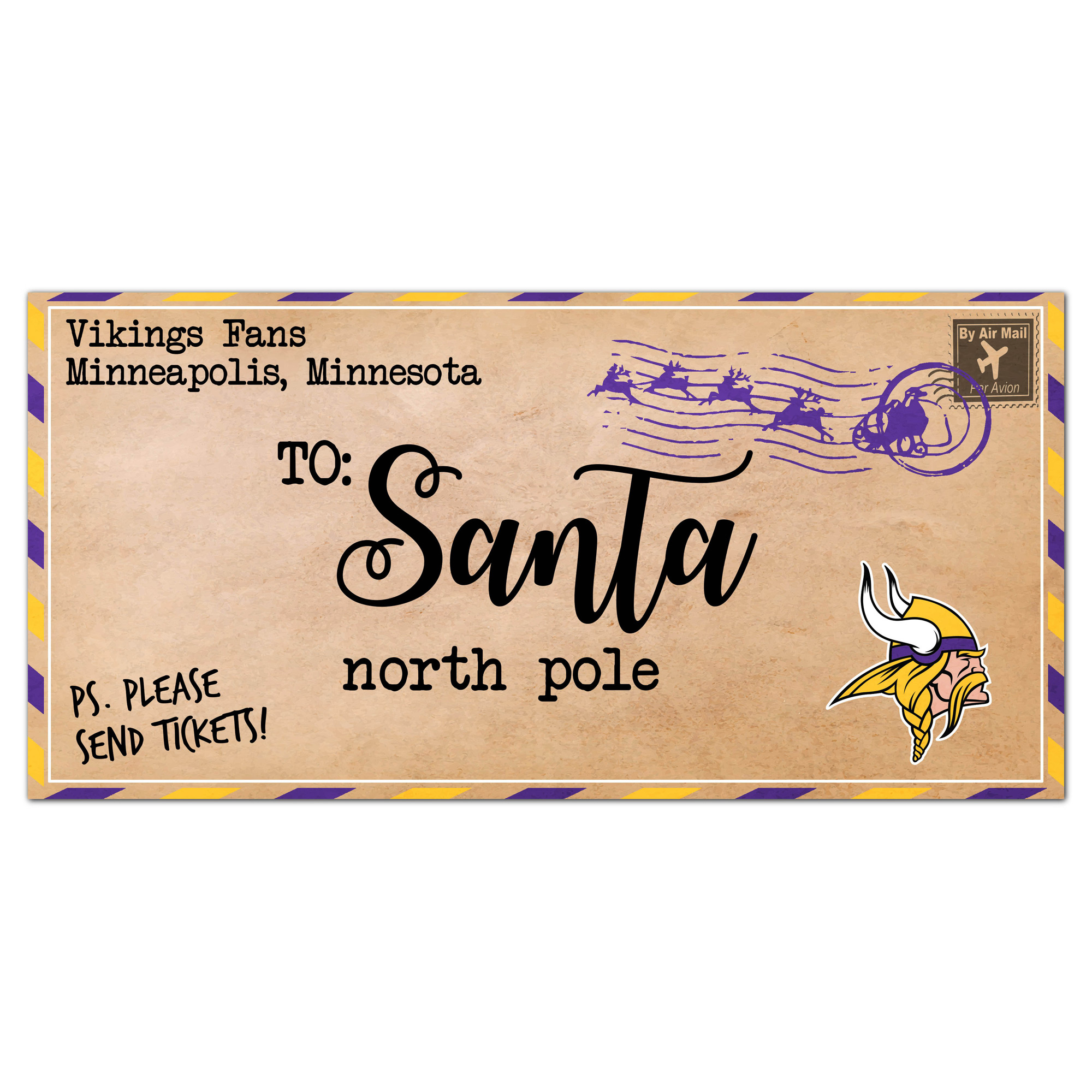 Minnesota Vikings 6'' x 12'' Letter to Santa Sign