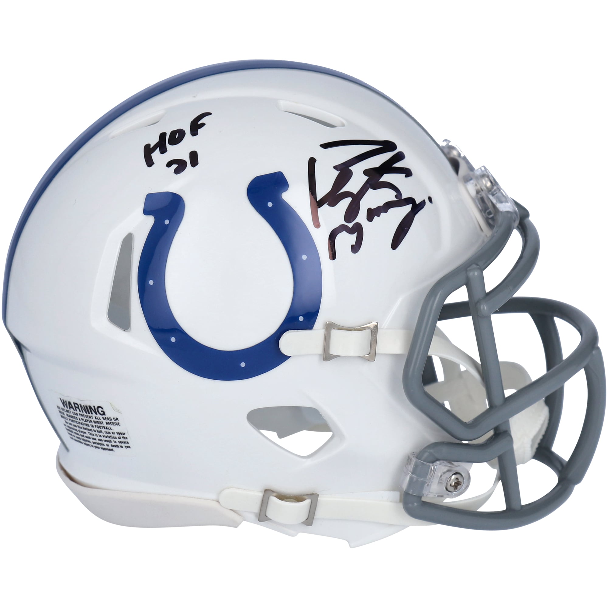 Peyton Manning Indianapolis Colts Autographed Riddell Speed Mini Helmet with "HOF 21" Inscription