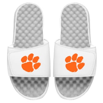 Youth ISlide White Clemson Tigers Primary Logo Slide Sandals