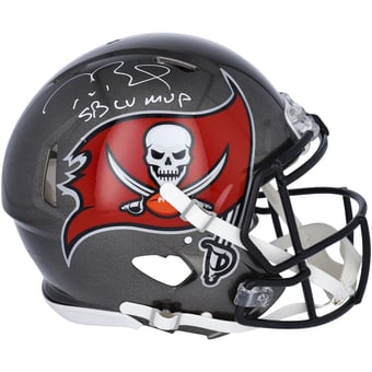 Tom Brady Tampa Bay Buccaneers Autographed Super Bowl LV Champions Riddell Speed Authentic Helmet with "LV MVP" Inscription