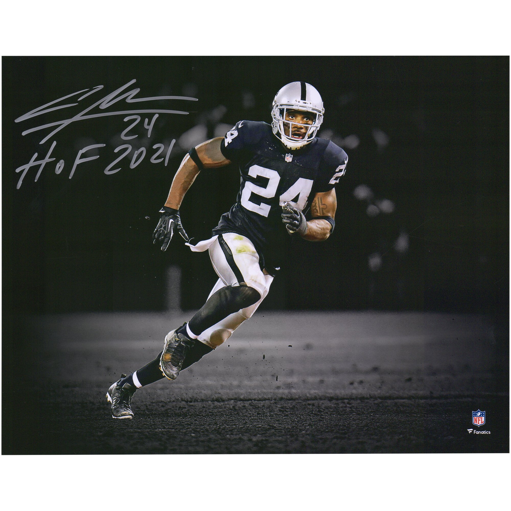 Charles Woodson Oakland Raiders Autographed 11" x 14" Spotlight Photograph with "HOF 21" Inscription