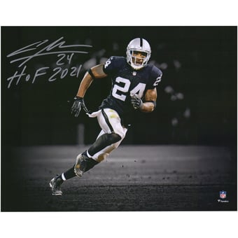 Charles Woodson Oakland Raiders Autographed 11" x 14" Spotlight Photograph with "HOF 21" Inscription
