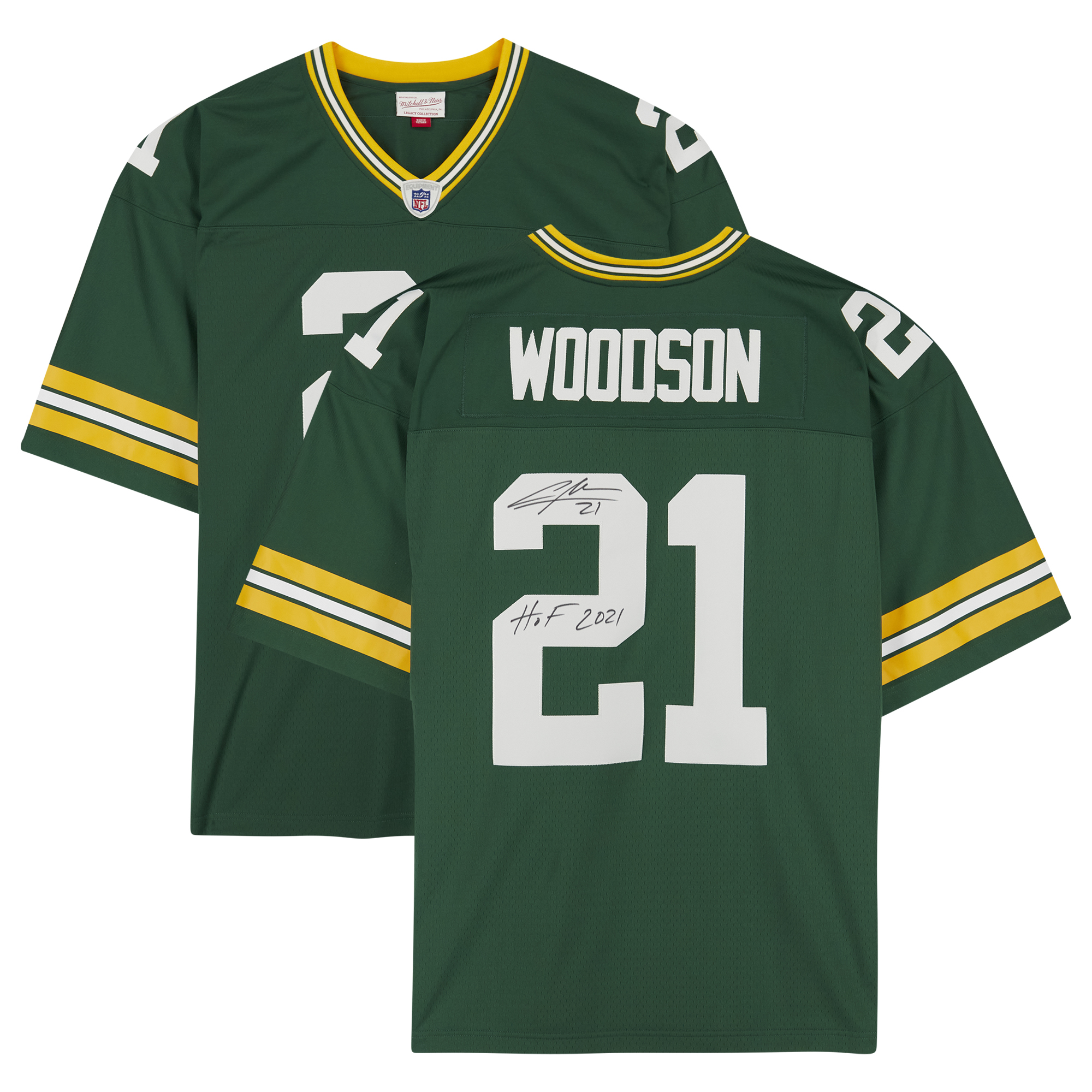 Charles Woodson Green Bay Packers Autographed Green Mitchell & Ness Legacy Jersey with "HOF 21" Inscription