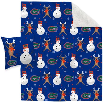 Florida Gators Holiday Reindeer Blanket and Pillow Combo Set