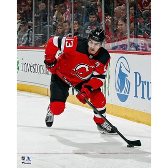 Nico Hischier New Jersey Devils Unsigned Red Jersey Skating Photograph