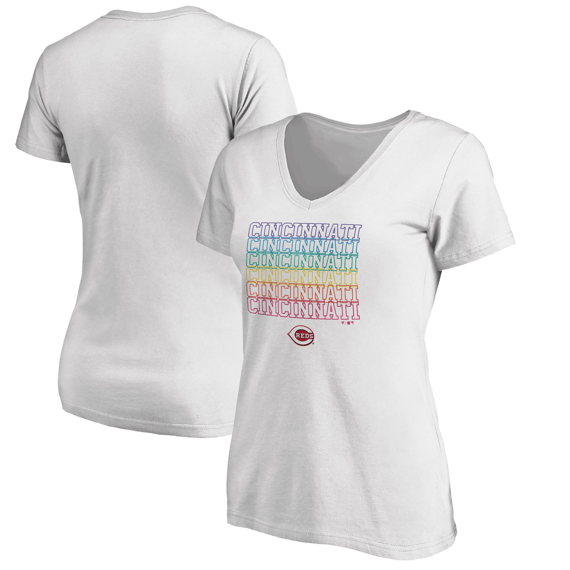 Women's White Cincinnati Reds City Pride V-Neck T-Shirt