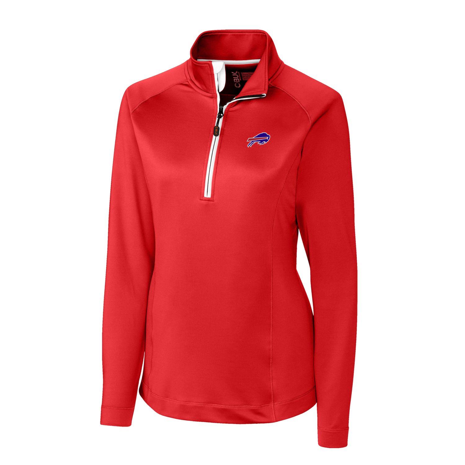 Women's Cutter & Buck Red Buffalo Bills Jackson Half-Zip Overknit Pullover Jacket