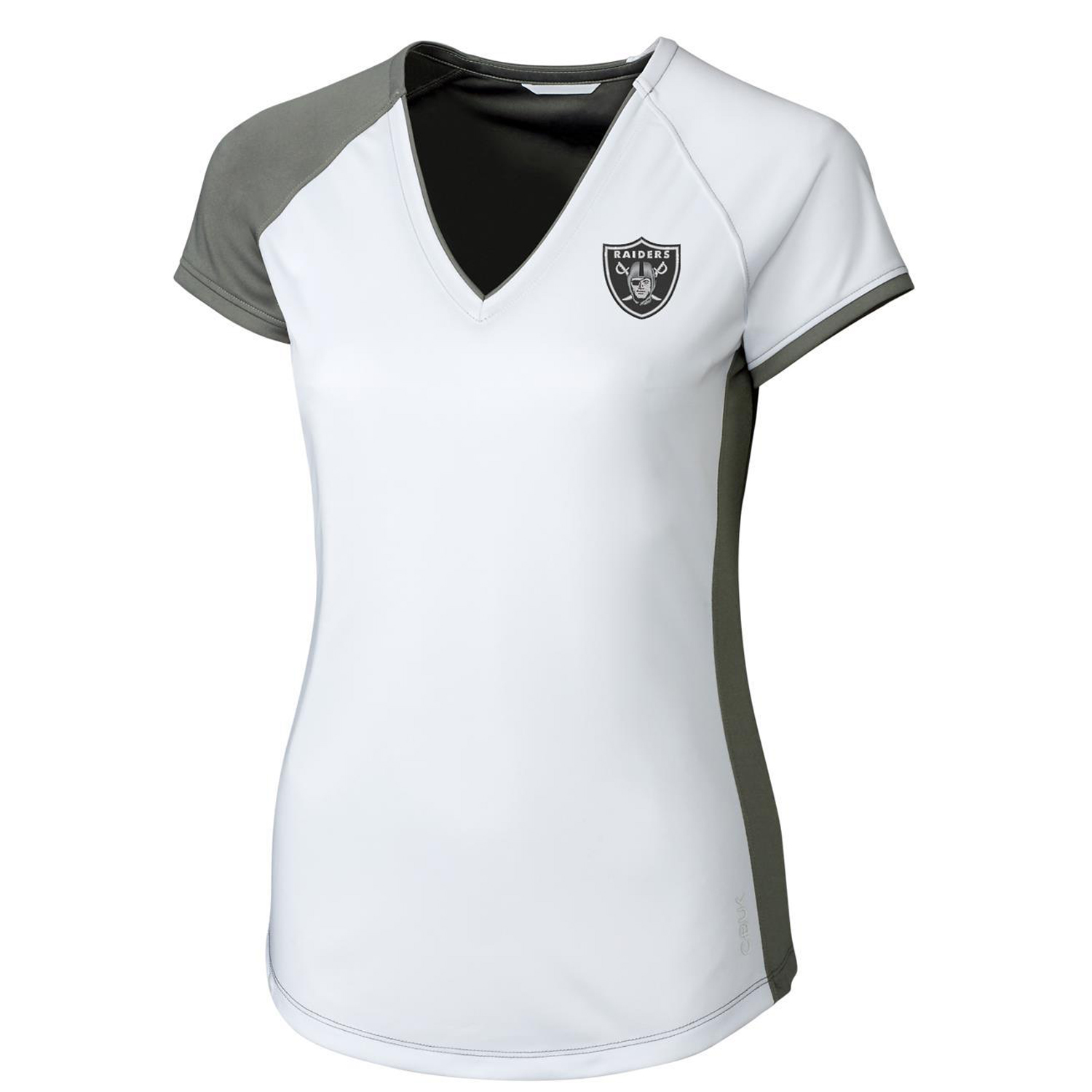 Women's Cutter & Buck White/Gray Las Vegas Raiders Presley V-Neck T-Shirt