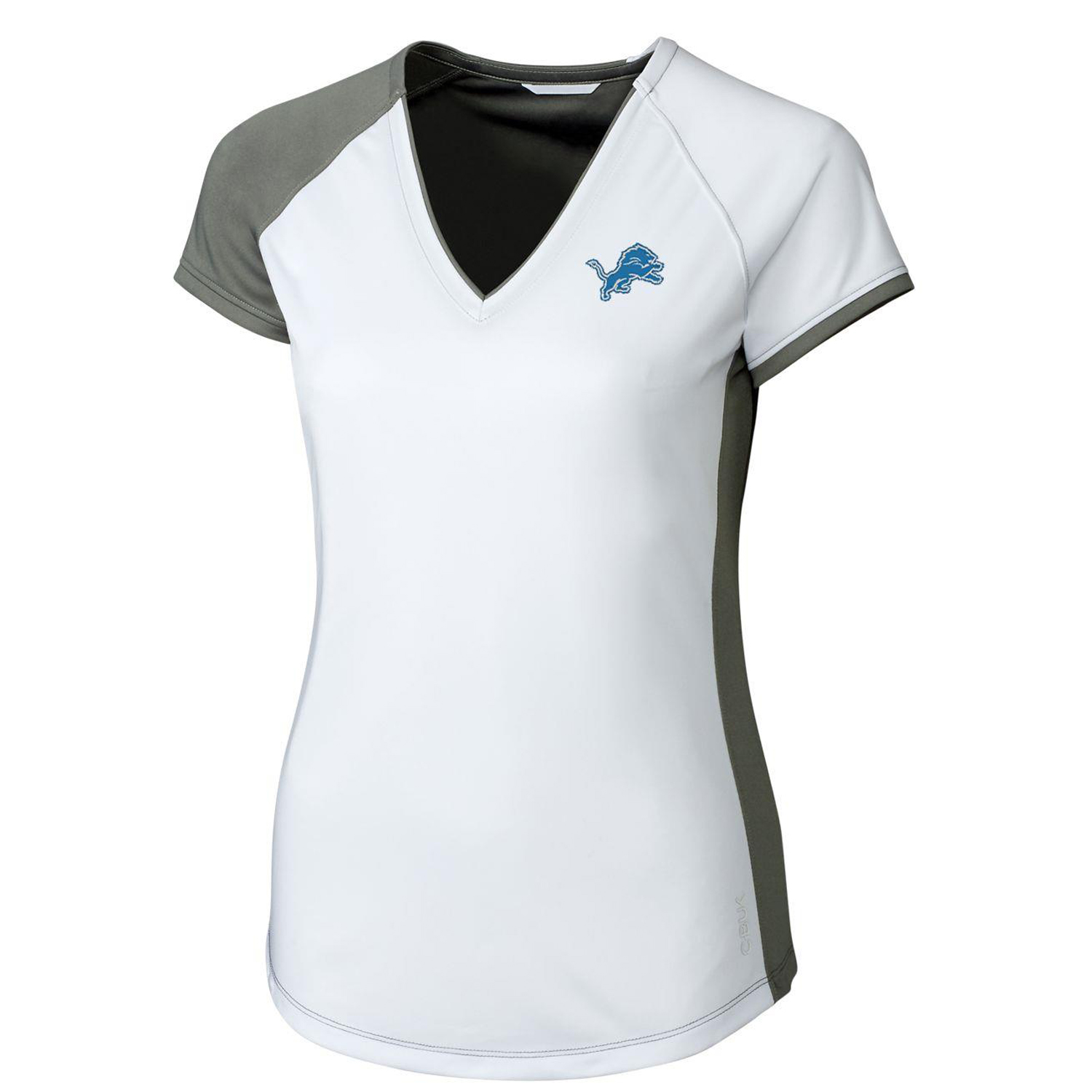 Women's Cutter & Buck White/Gray Detroit Lions Presley V-Neck T-Shirt