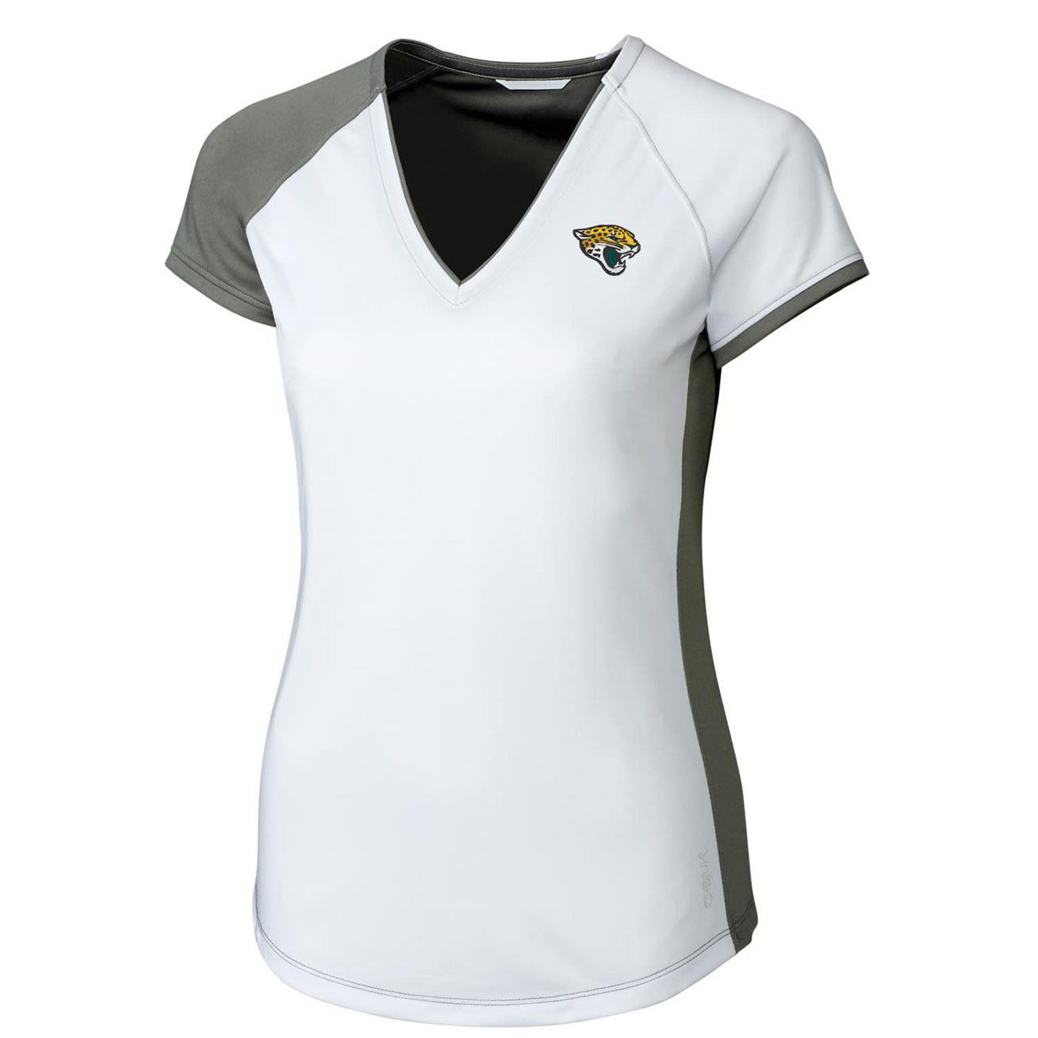 Women's Cutter & Buck White/Gray Jacksonville Jaguars Presley V-Neck T-Shirt