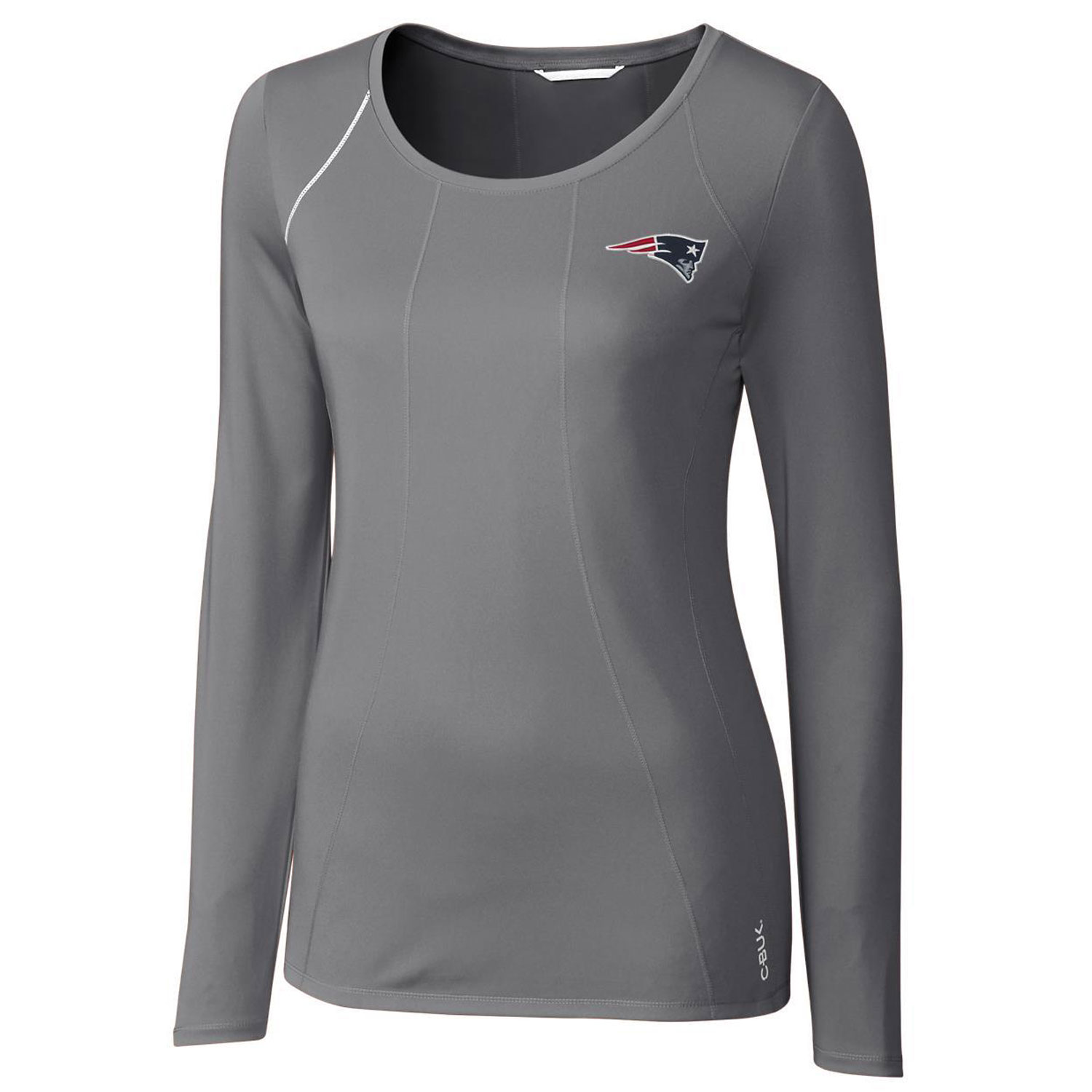 Women's Cutter & Buck Gray New England Patriots Jaimie Scoop Neck Long Sleeve T-Shirt