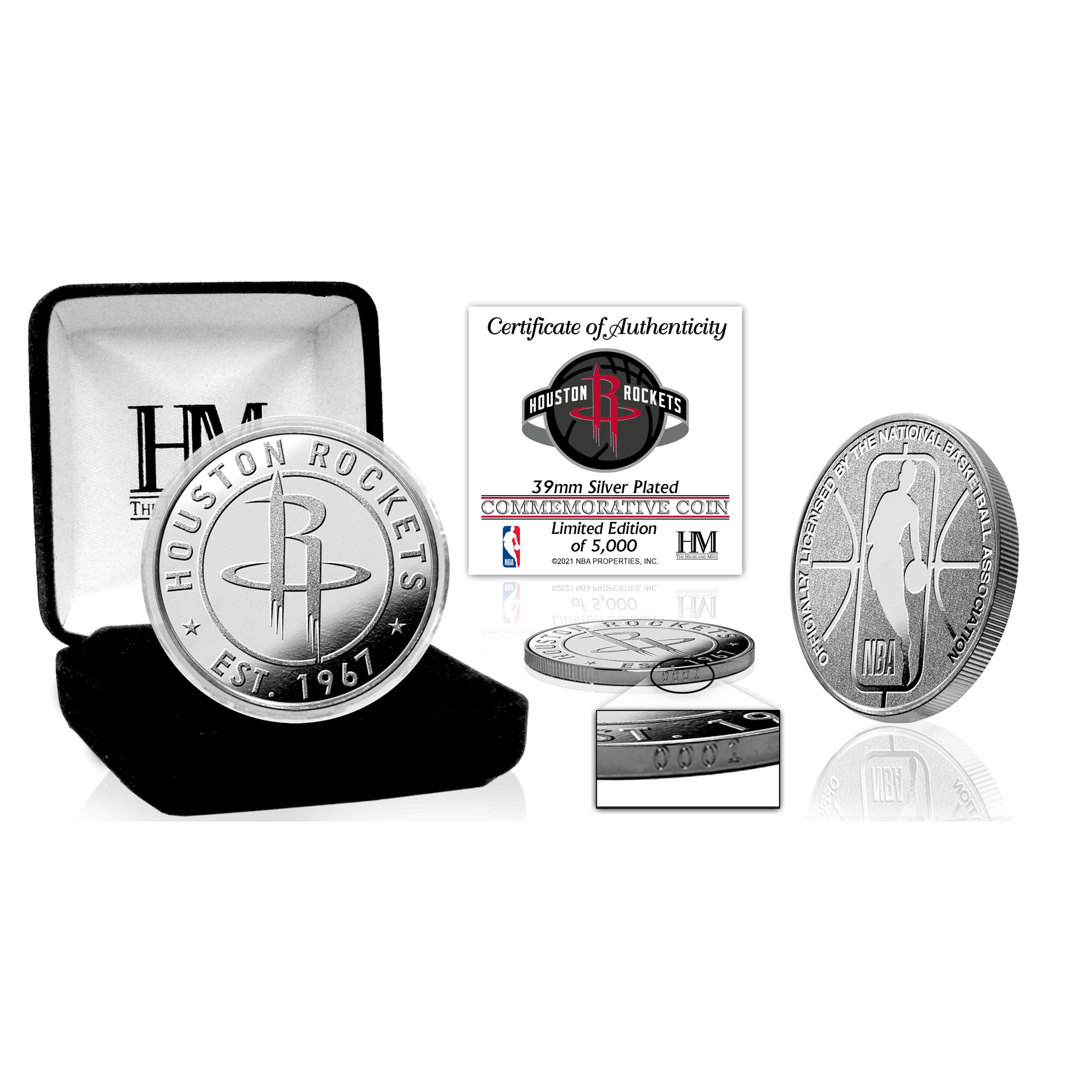 Highland Mint Officially Licensed Houston Rockets Silver Mint Coin