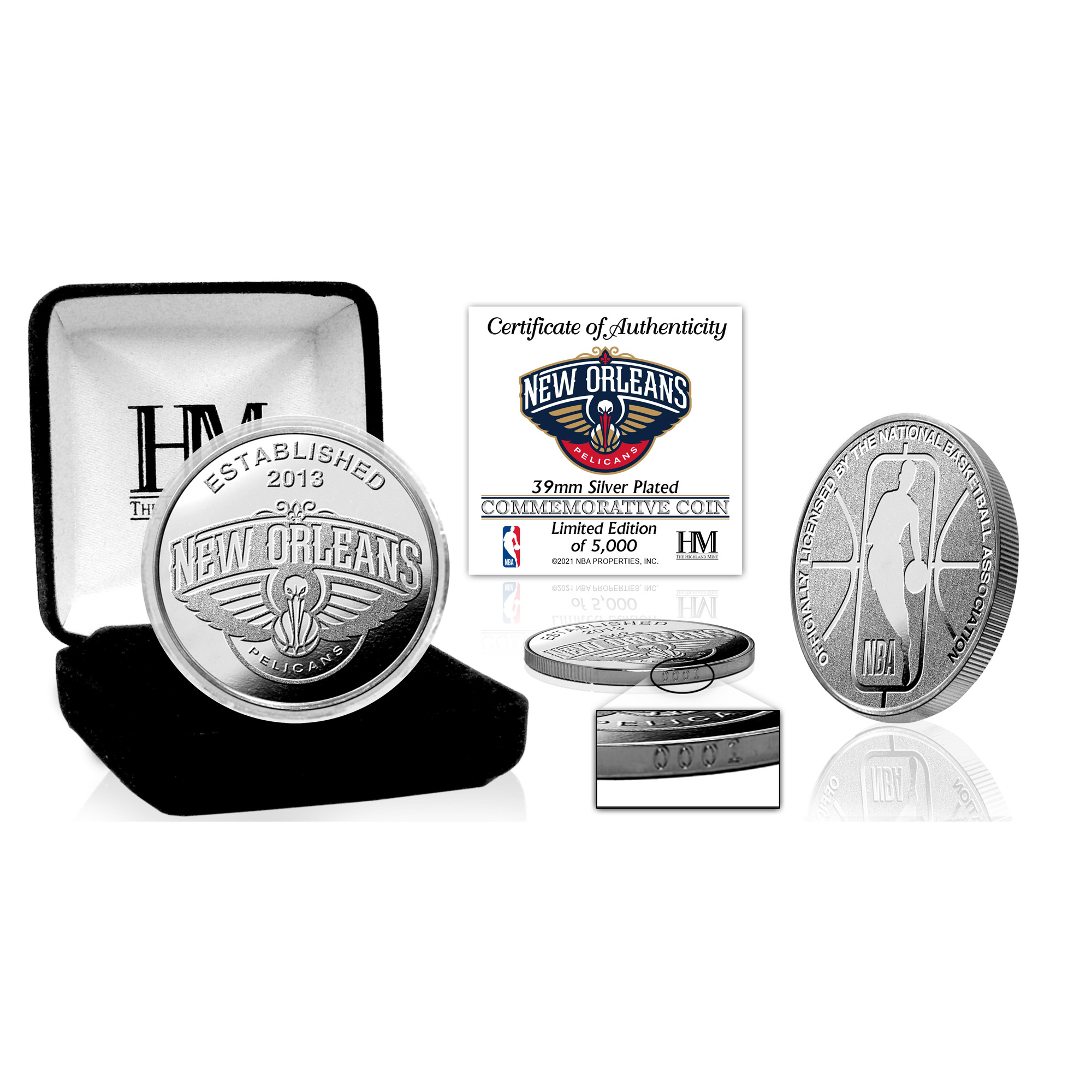 Highland Mint Officially Licensed NBA Silver Mint Coin - New Orleans Pelicans