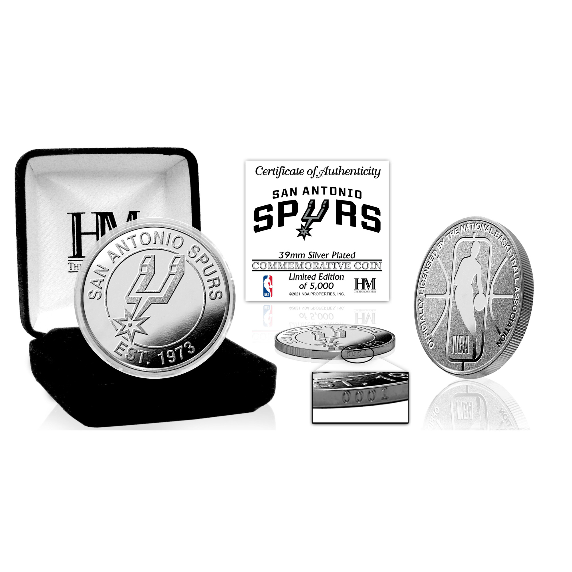 Highland Mint Officially Licensed NBA Silver Mint Coin - San Antonio Spurs