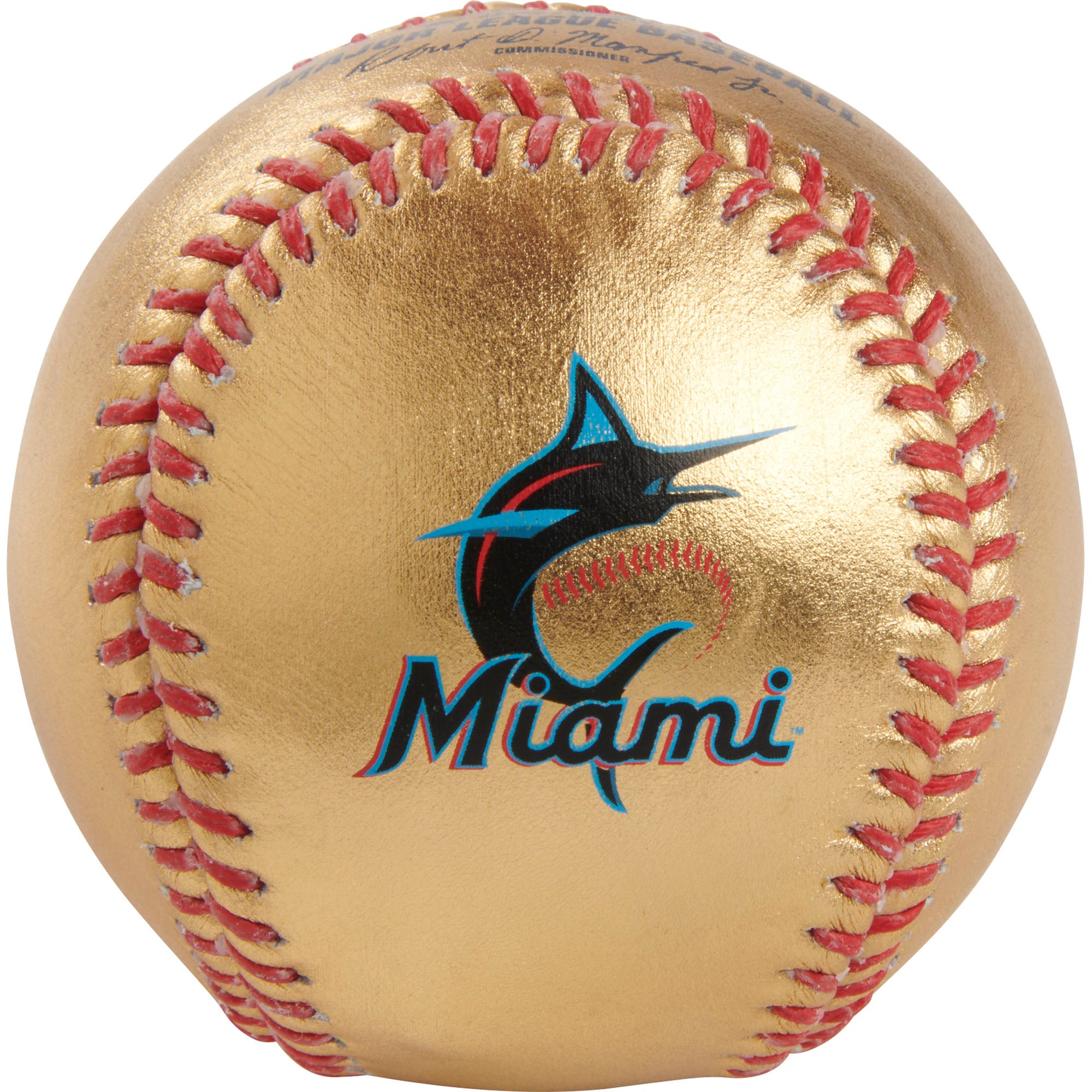 Miami Marlins Rawlings Gold Leather Baseball Miami Marlins Rawlings Gold Leather Baseball