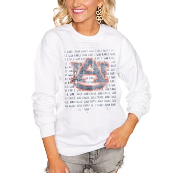 Women's White Auburn Tigers Bold Type Perfect Pullover Sweatshirt