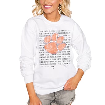 Women's White Clemson Tigers Bold Type Perfect Pullover Sweatshirt