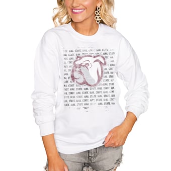 Women's White Mississippi State Bulldogs Bold Type Perfect Pullover Sweatshirt