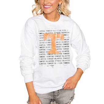 Women's White Tennessee Volunteers Bold Type Perfect Pullover Sweatshirt