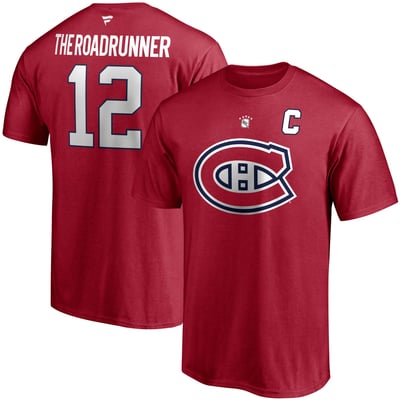 Men's Fanatics Yvan Cournoyer Red Montreal Canadiens Authentic Stack Retired Player Name & Number - T-Shirt