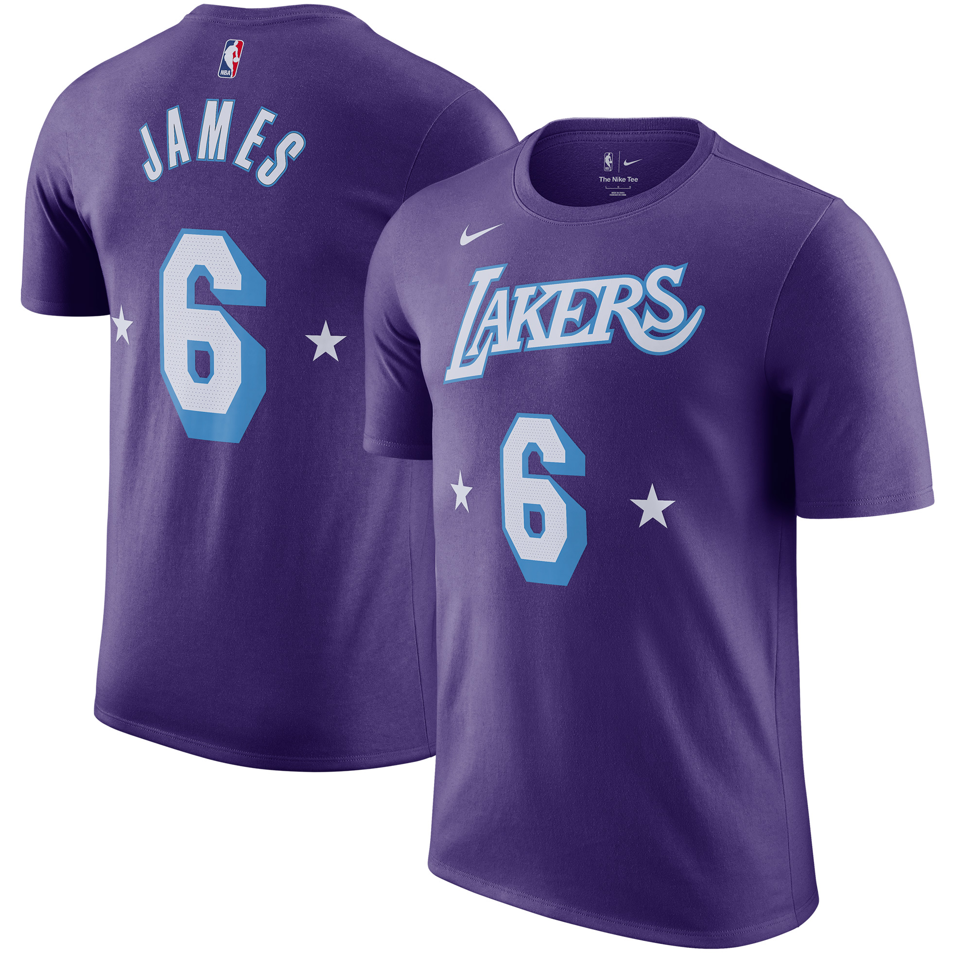Men's Nike LeBron James Purple Los Angeles Lakers 2021/22 City Edition Name & Number T-Shirt