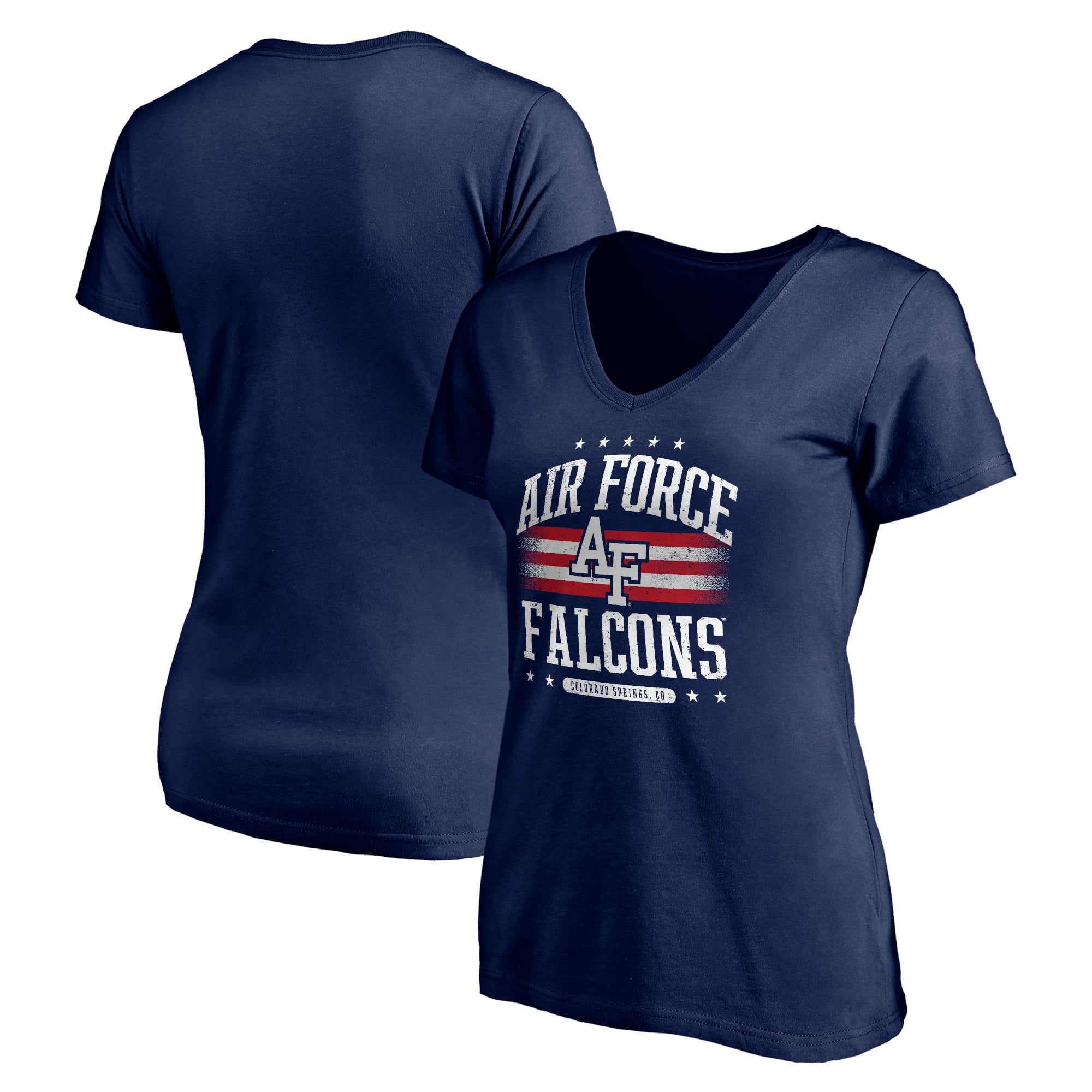 Women's Navy Air Force Falcons Americana V-Neck T-Shirt