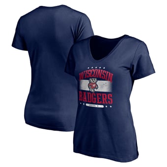 Women's Navy Wisconsin Badgers City Pride V-Neck T-Shirt