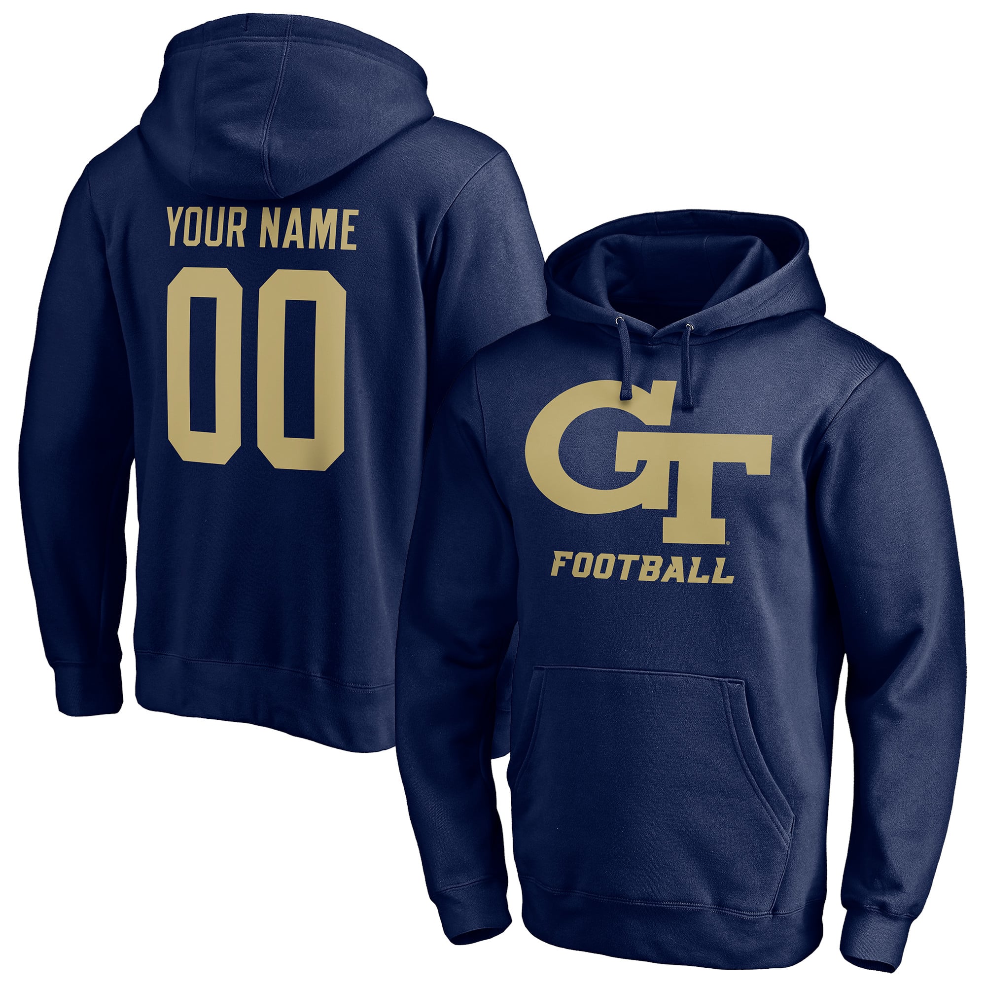 Men's Navy Georgia Tech Yellow Jackets Personalized Any Name & Number One Color Pullover Hoodie