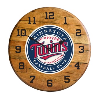 Imperial Minnesota Twins Oak Barrel Clock
