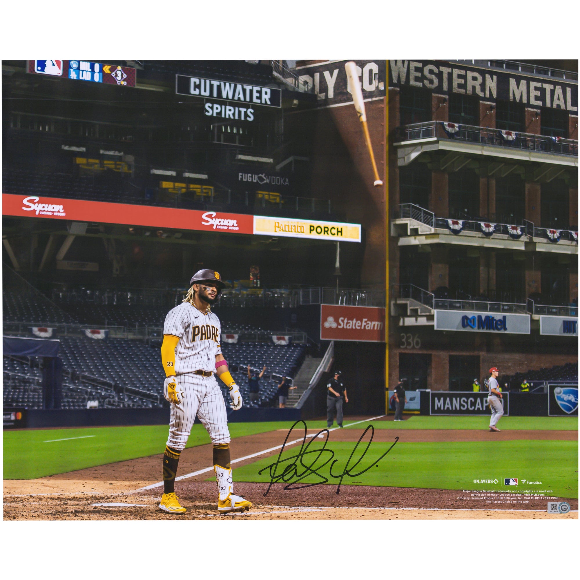 Fernando Tatis Jr. San Diego Padres Autographed 16" x 20" Bat Flip Photograph