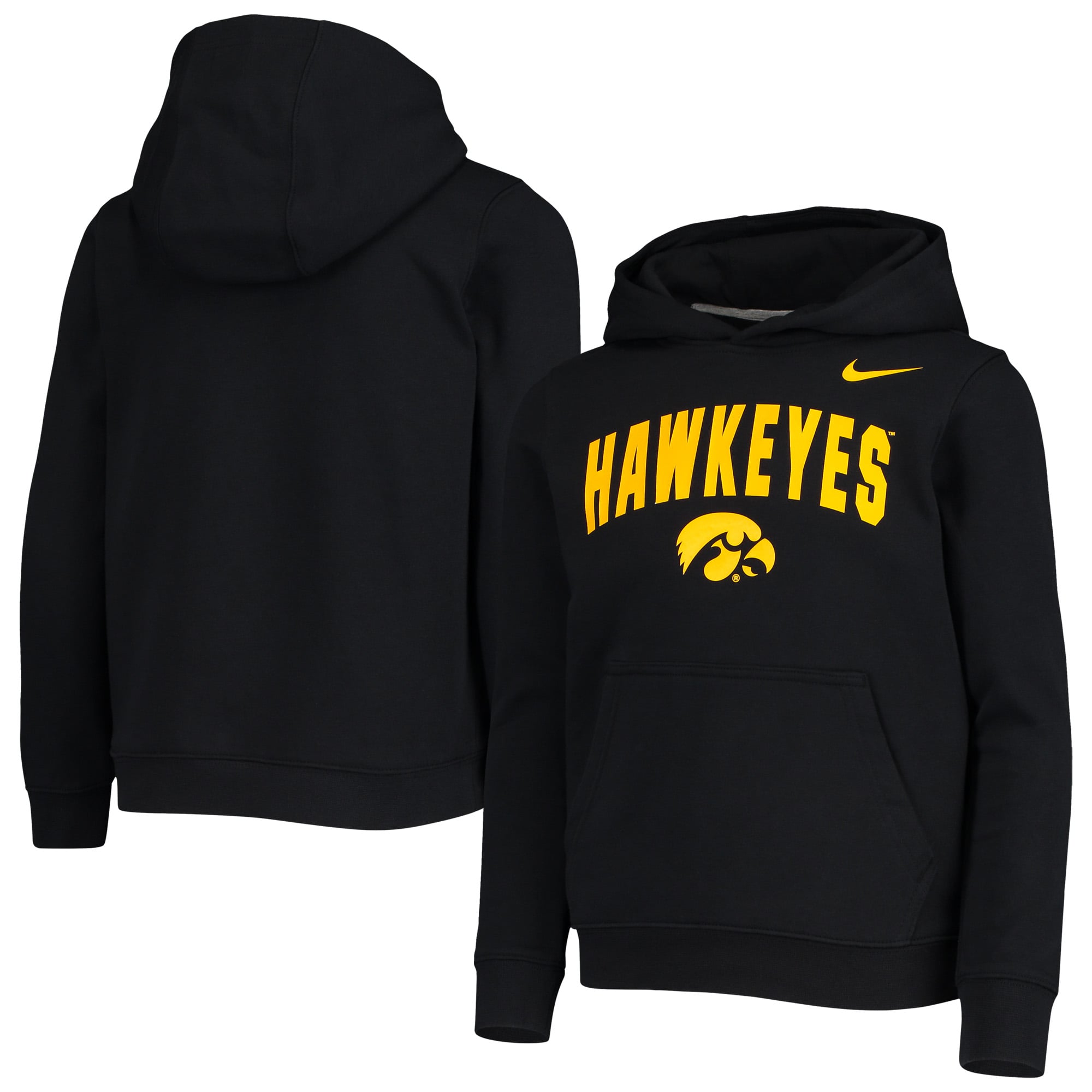 Youth Nike Black Iowa Hawkeyes Club Fleece Pullover Hoodie