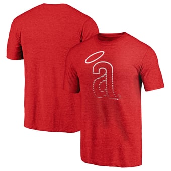 Men's Red California Angels Cooperstown Weathered Logo Tri-Blend T-Shirt