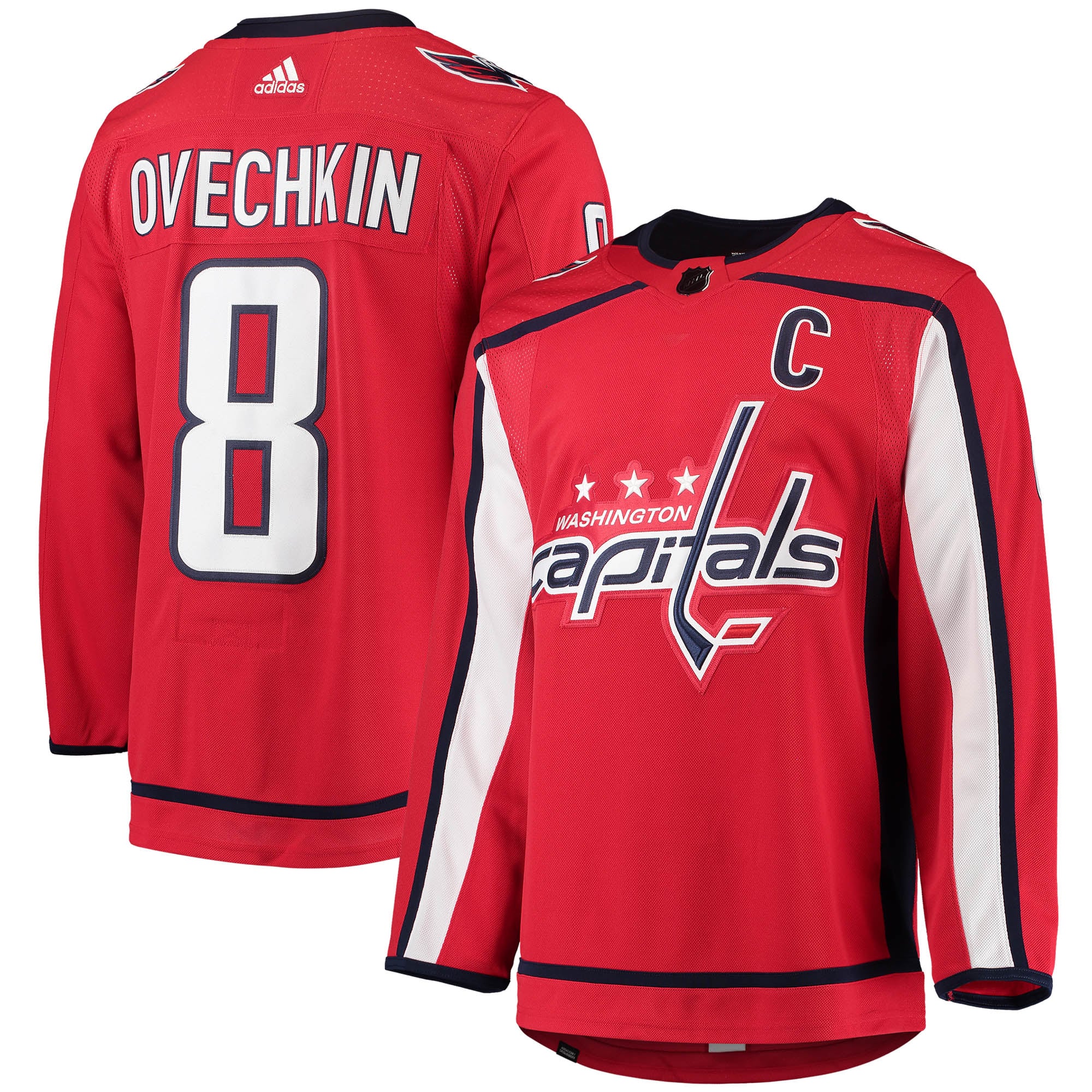 Men's adidas Alexander Ovechkin Red Washington Capitals Home Primegreen Authentic Player Jersey: retailer-supplied image