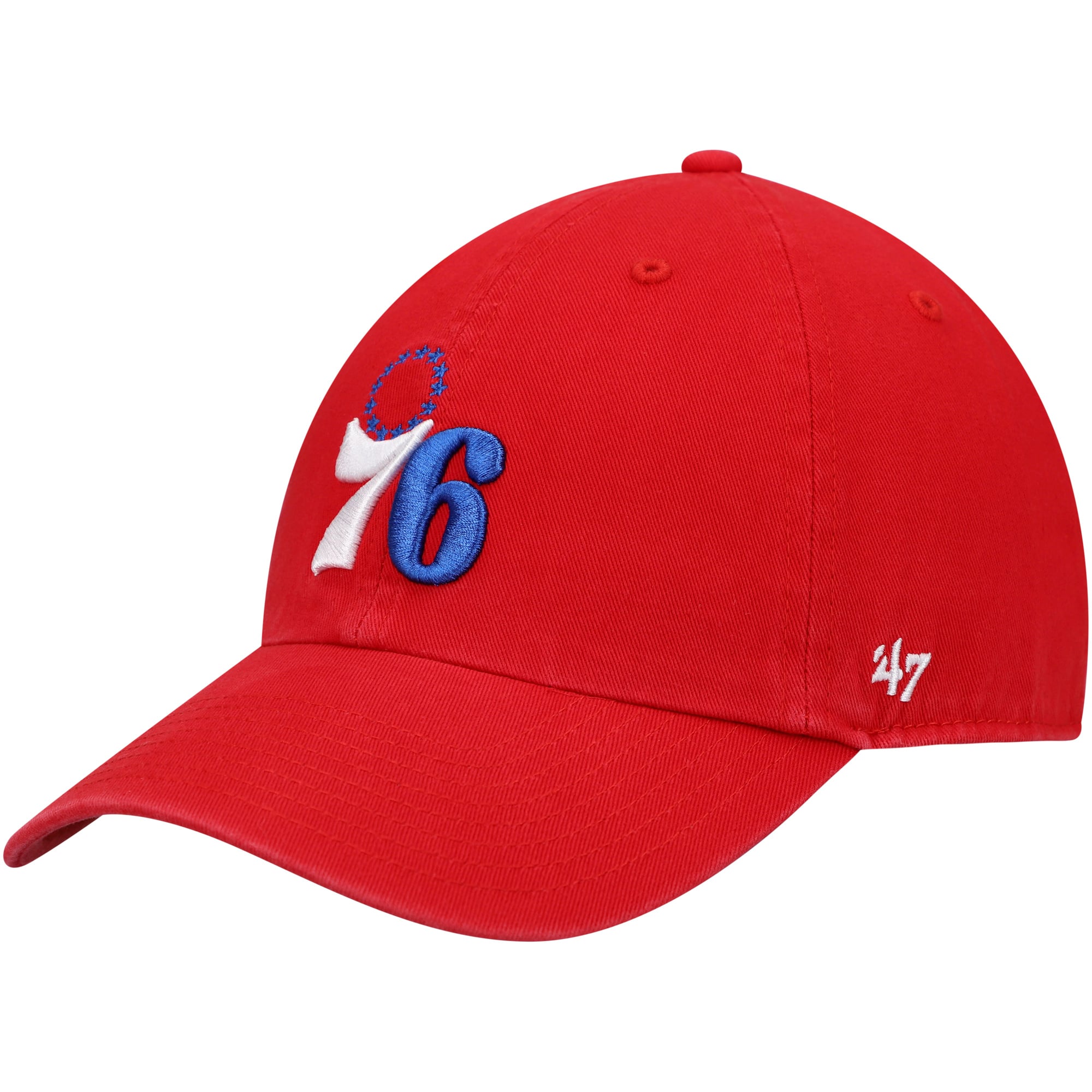 Men's '47  Red Philadelphia 76ers Core Logo Clean Up Adjustable Hat