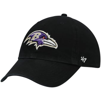 Youth '47 Black Baltimore Ravens Logo Clean Up Adjustable Hat
