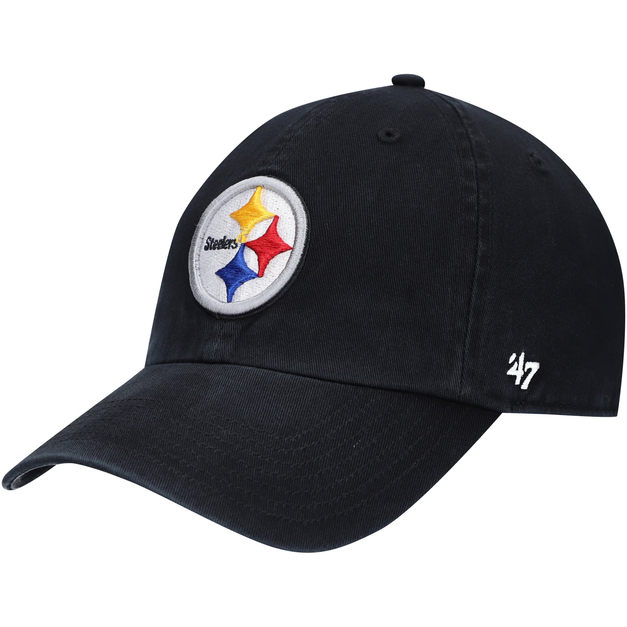 Youth '47 Black Pittsburgh Steelers Logo Clean Up Adjustable Hat