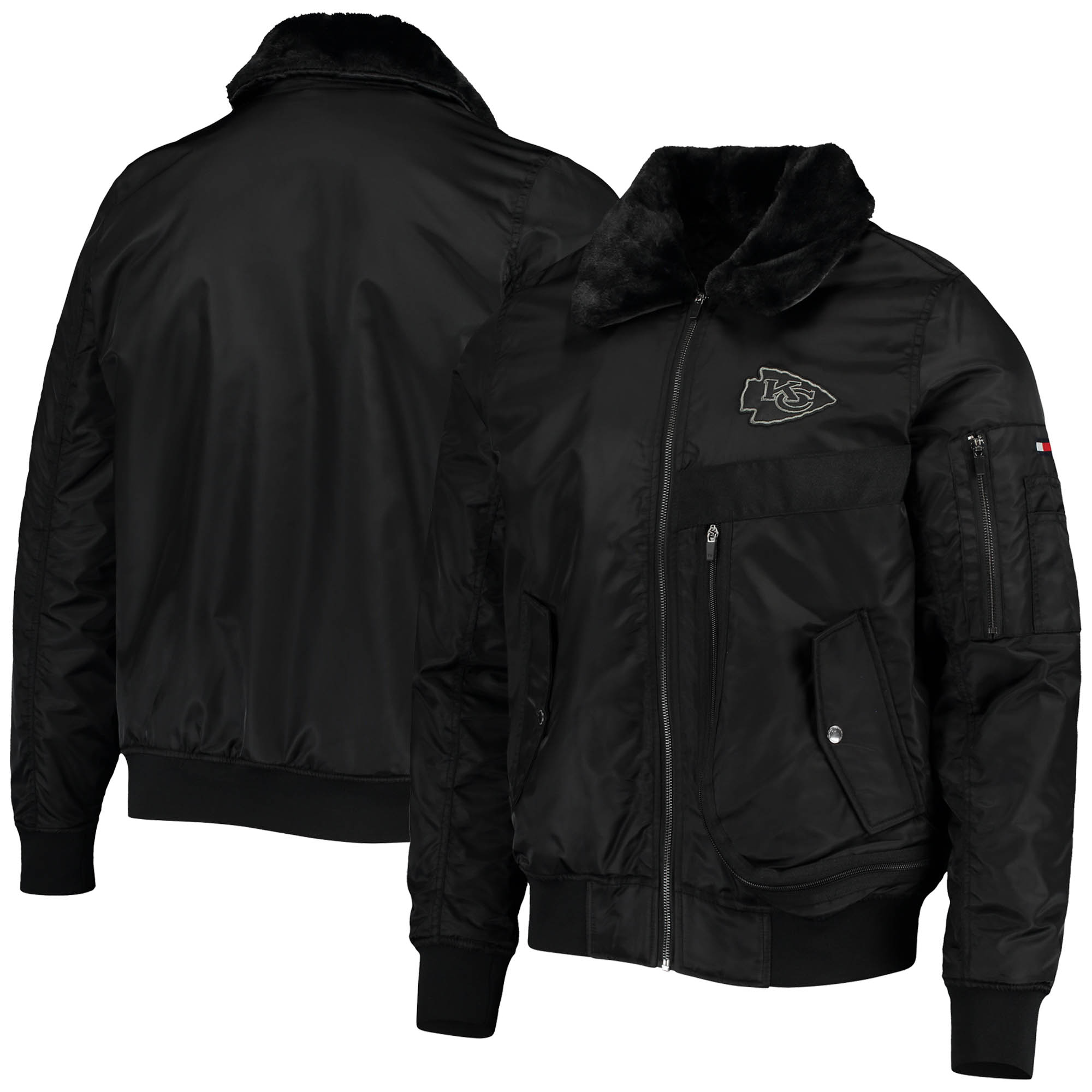 Men's Tommy Hilfiger Black Kansas City Chiefs Pilot Aviator Full-Zip Jacket
