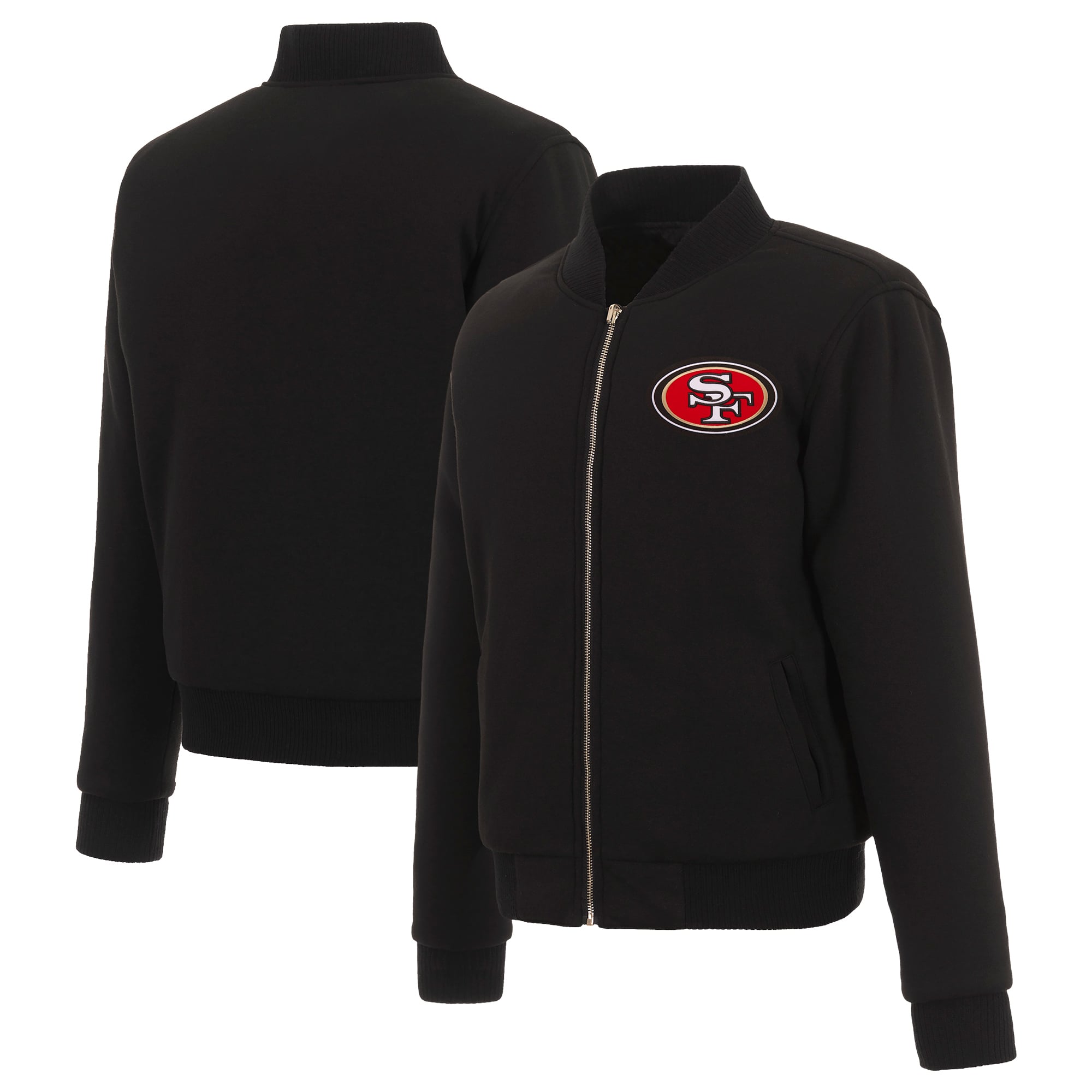 Women’s JH Design Black San Francisco 49ers Reversible Fleece Full-Zip Jacket Women’s JH Design Black San Francisco 49ers Reversible Fleece Full-Zip Jacket