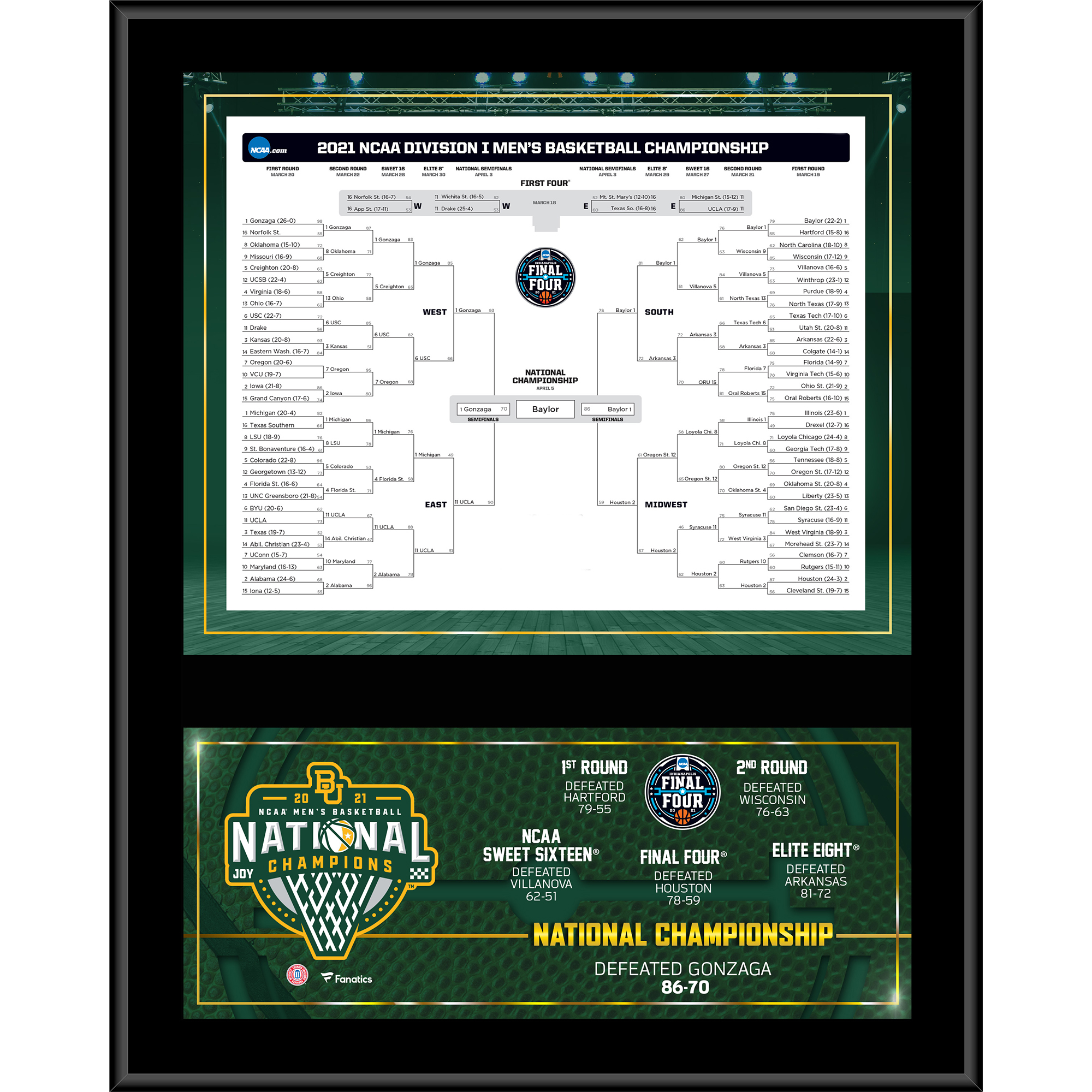 Baylor Bears 2021 NCAA Men's Basketball National Champions 12" x 15" Plaque