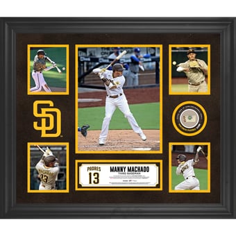 Manny Machado San Diego Padres Framed 5-Photo Collage with Piece of Game-Used Baseball