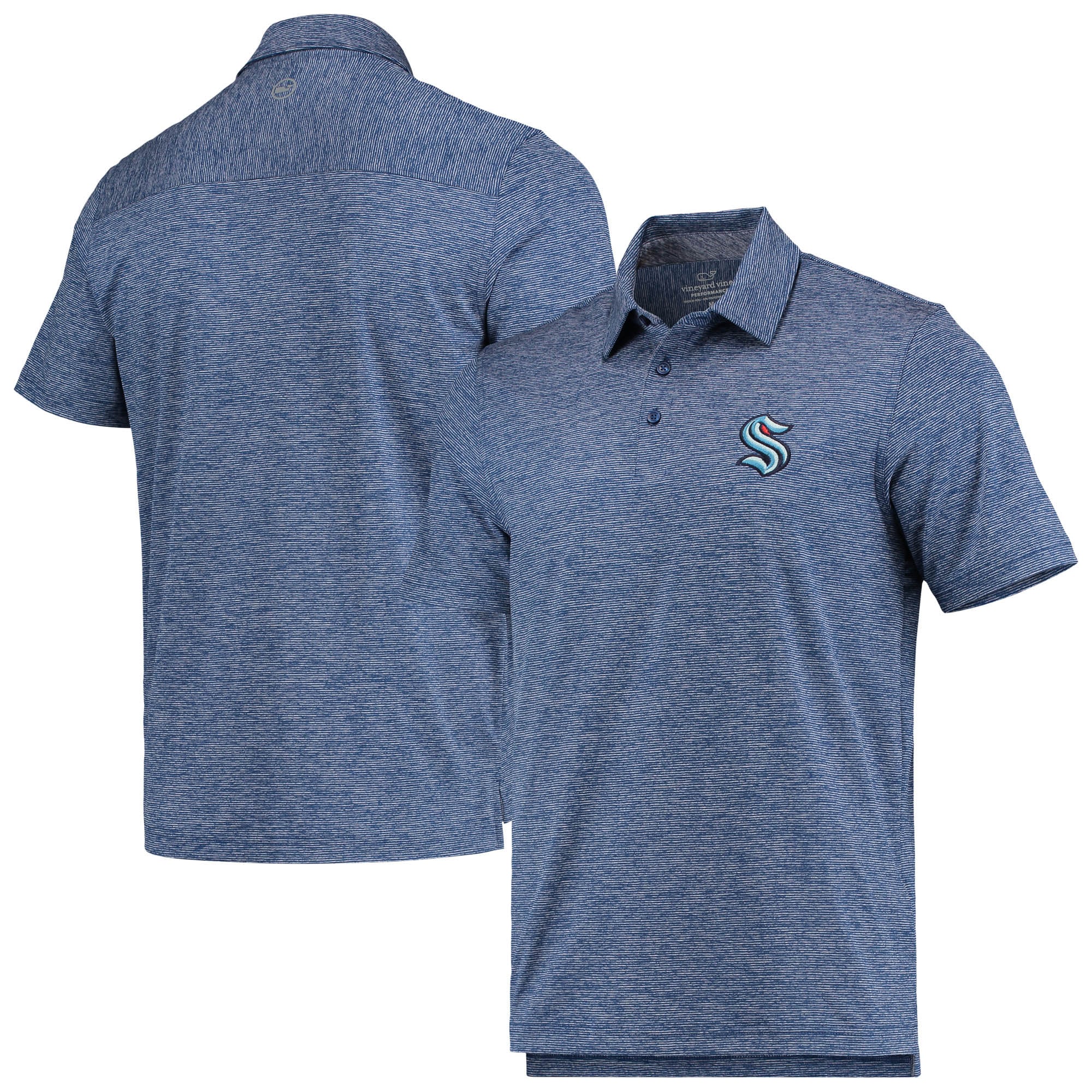 Men's Vineyard Vines Deep Sea Blue Seattle Kraken Destin Stripe Polo