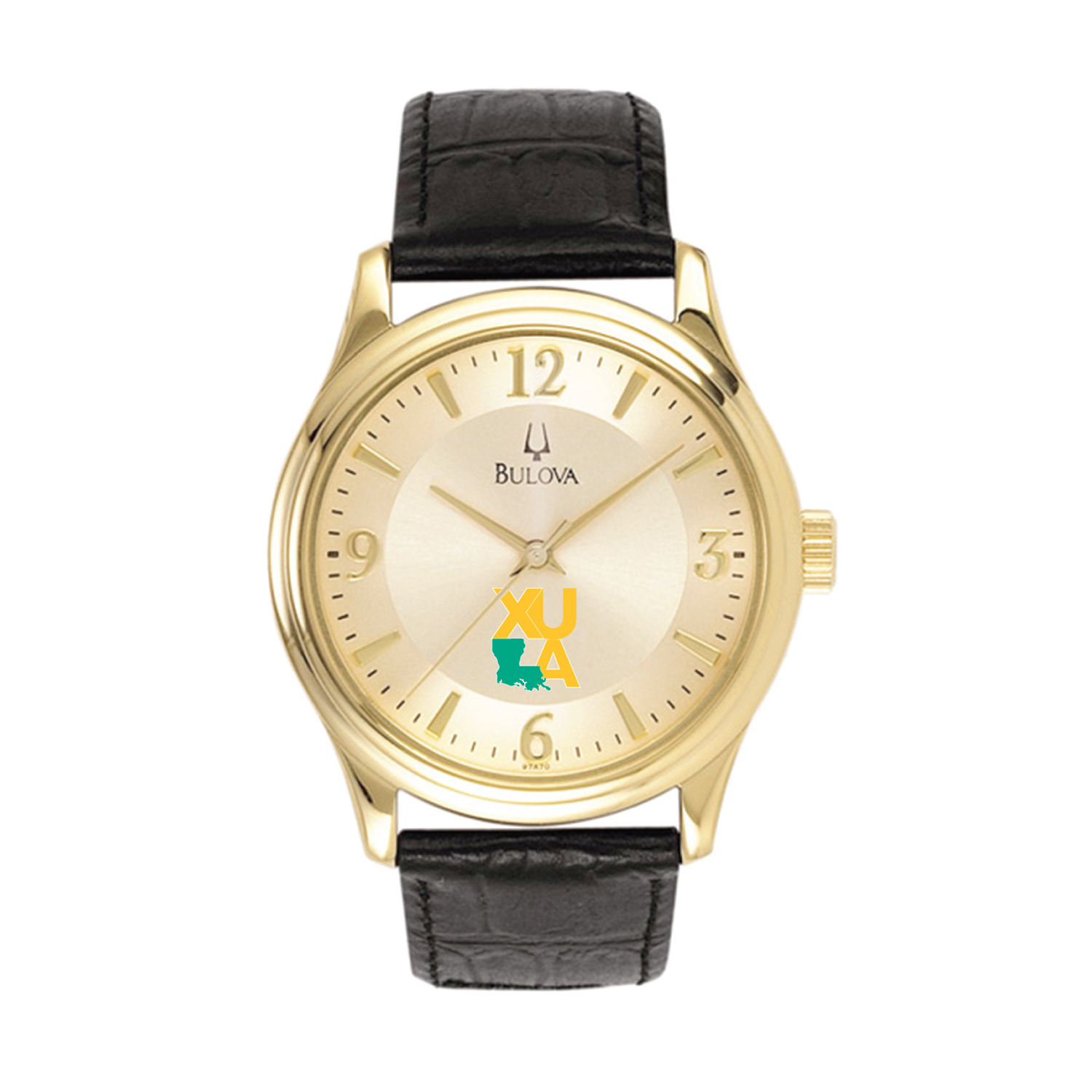Men's Gold XULA Gold Gold-Tone Stainless Steel Leather Band Watch