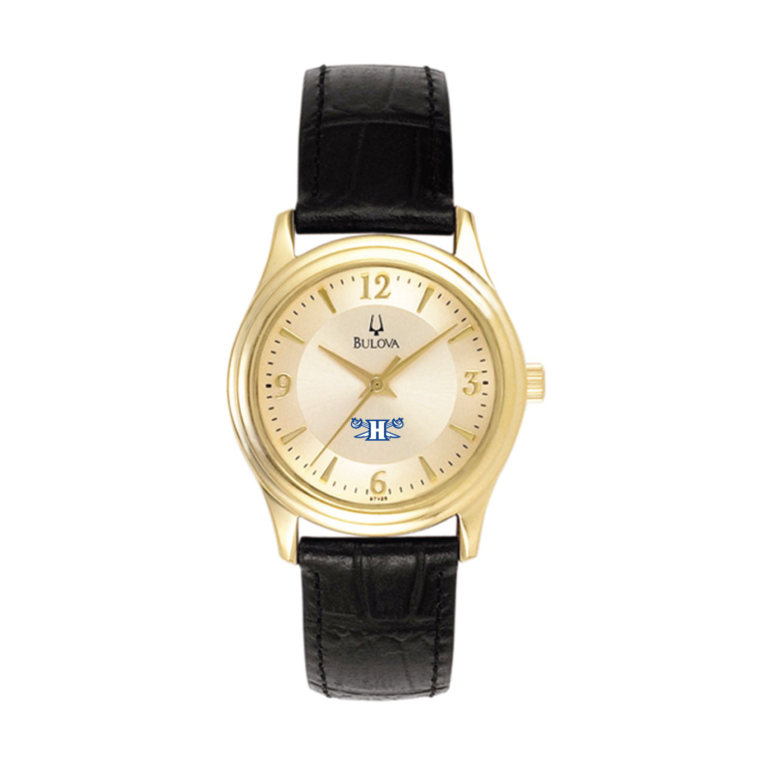 Women's Bulova Gold/Black Hampton Pirates Stainless Steel Watch with Leather Band
