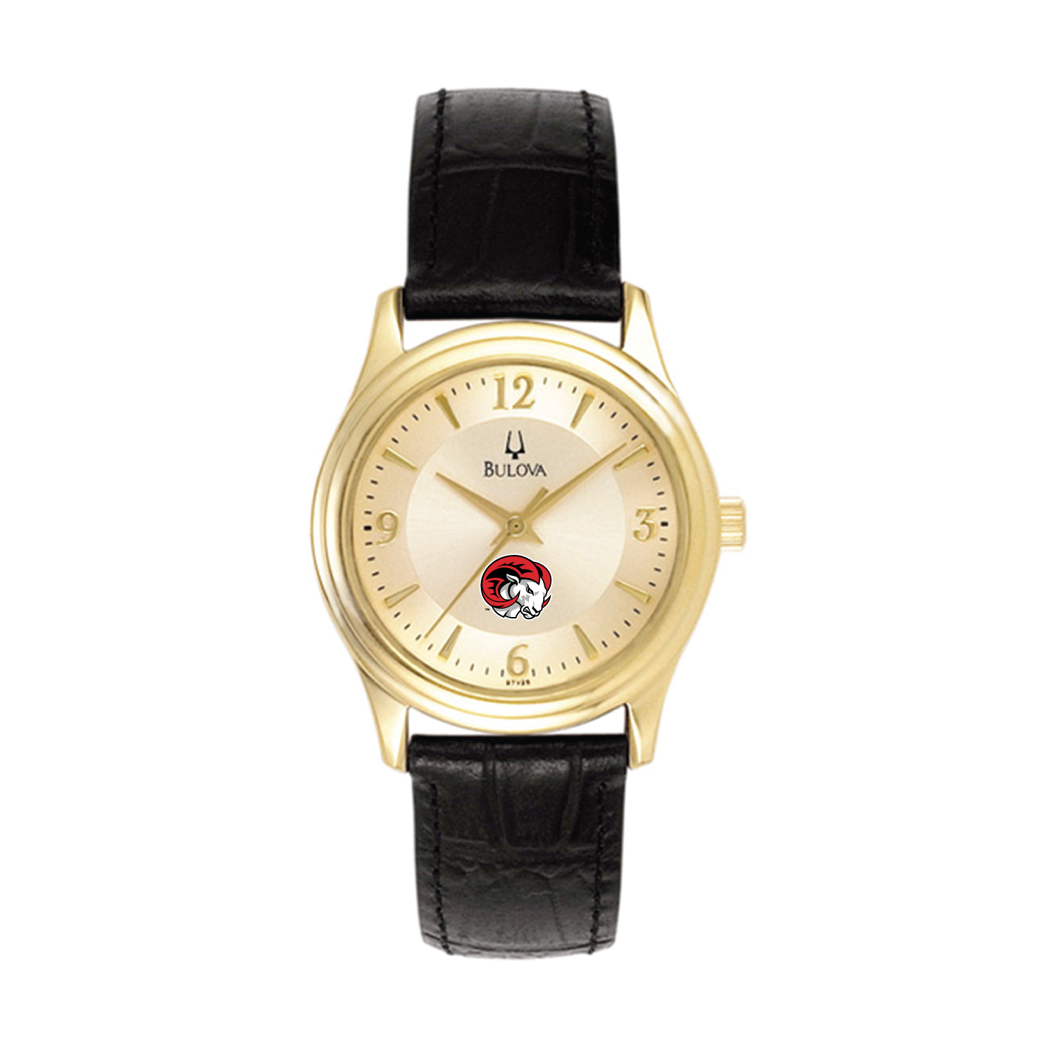 Women's Bulova Gold/Black Winston-Salem State Rams Stainless Steel Watch with Leather Band